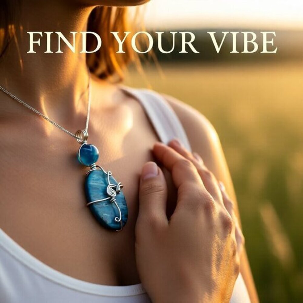 Blue Crazy Lace Agate & Banded Blue Agate ~ Wire Wrapped! Stacked Stone Pendant - Picture 11 of 14
